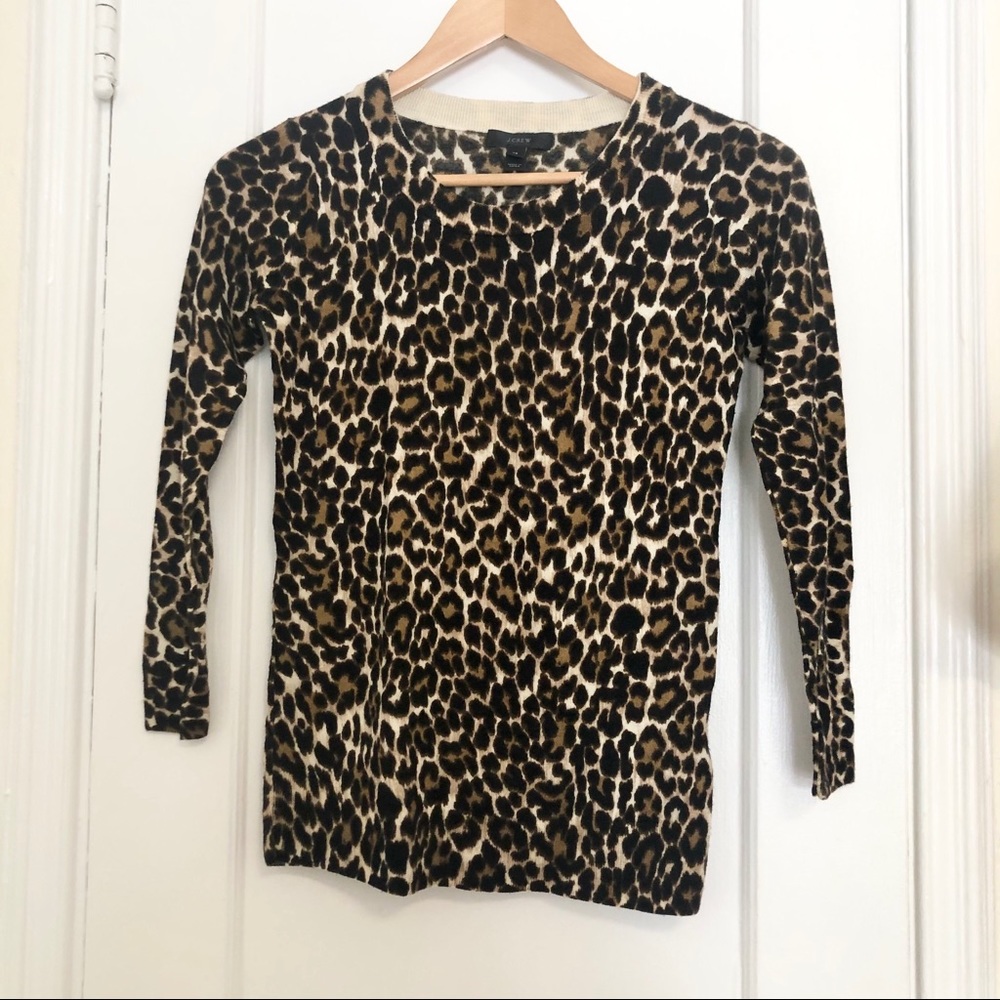 J. Crew cheetah print wool blend knit sweater XS